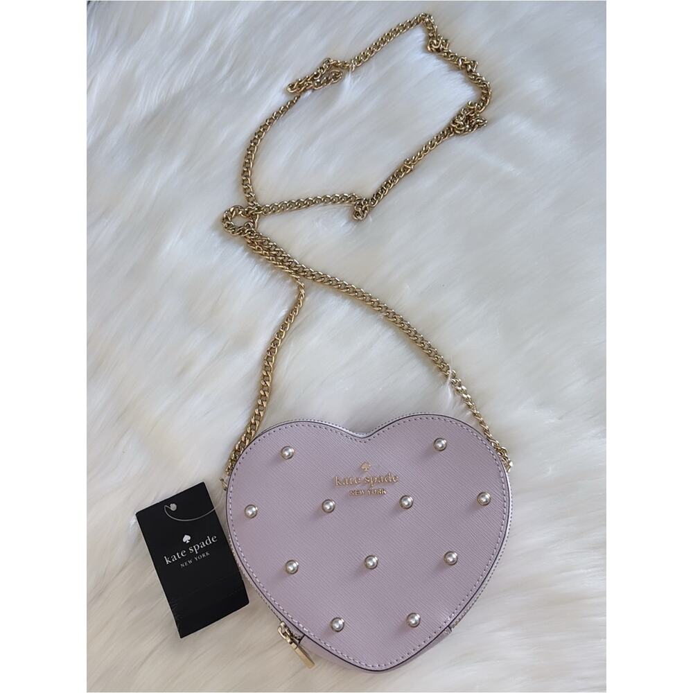 kate spade Heart Mini Crossbody in  Lilac with Pearl Studs - Picture 4 of 6
